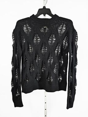 ORTTU M/L Kai Black Open Knit Cut Out Sweater